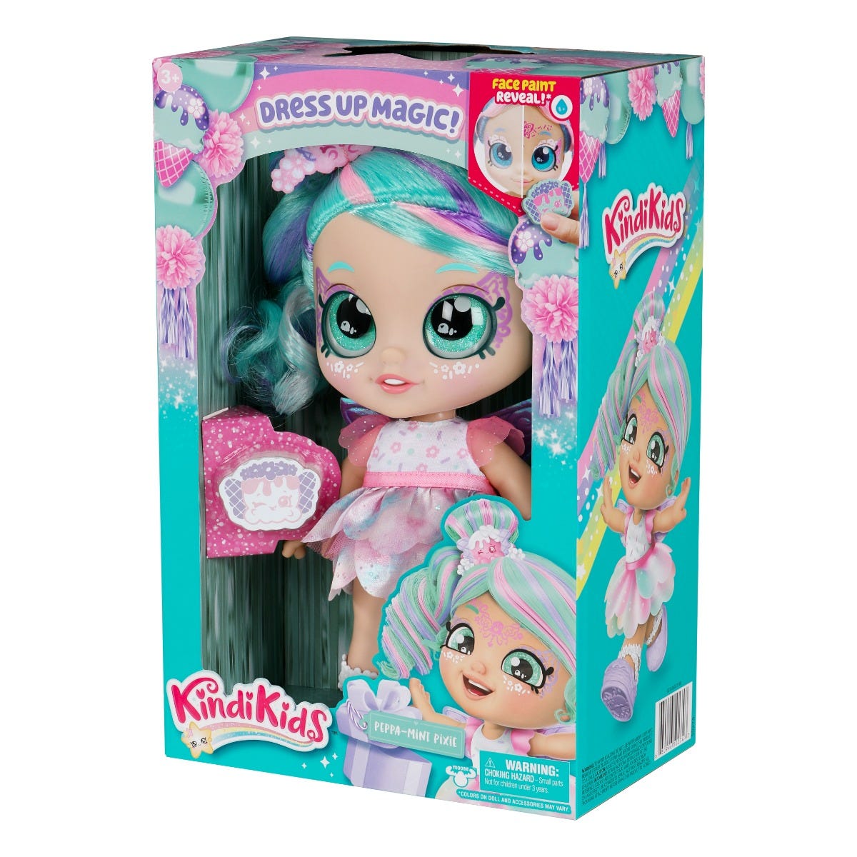 Kindi Kids Dress Up Magic Peppa Mint Pixie Face Paint Reveal Doll