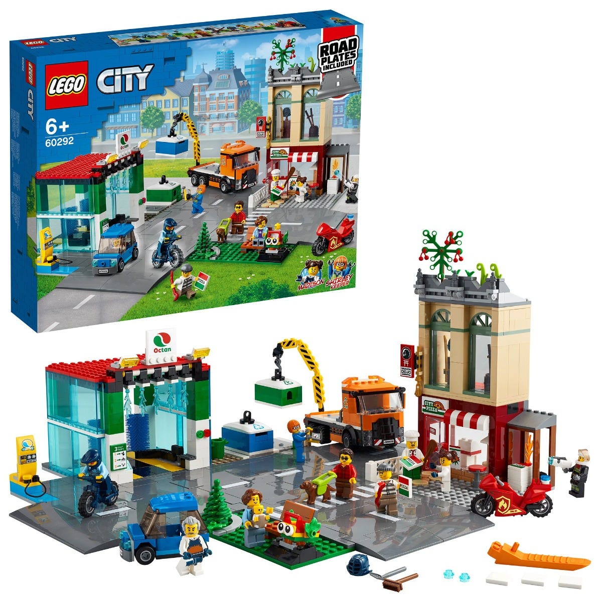 LEGO® City Town Centre with Road Plates & Car Wash Toy 60292
