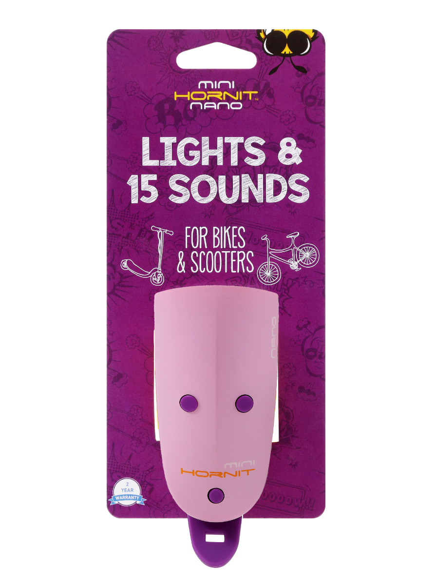 Mini Hornit Nano Pink Purple Lights And Sounds For Scooters And Bikes