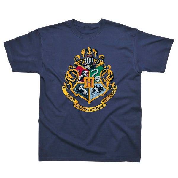 Harry Potter Hogwarts Crest Children's Navy T-Shirt Age 12-13