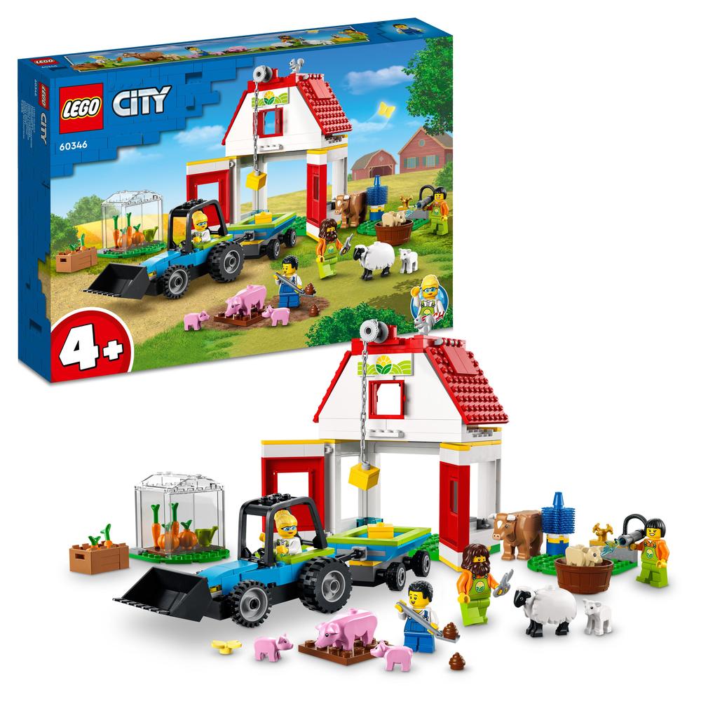 LEGO® 60346 City Barn & Farm Animals Set with Tractor Toy
