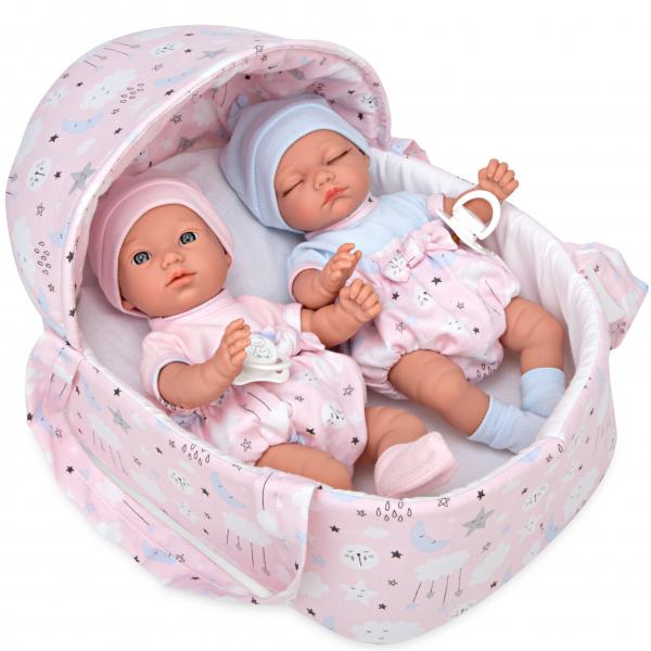 Baby Arias Doll Elegance Twins with carrycot 28 Cm