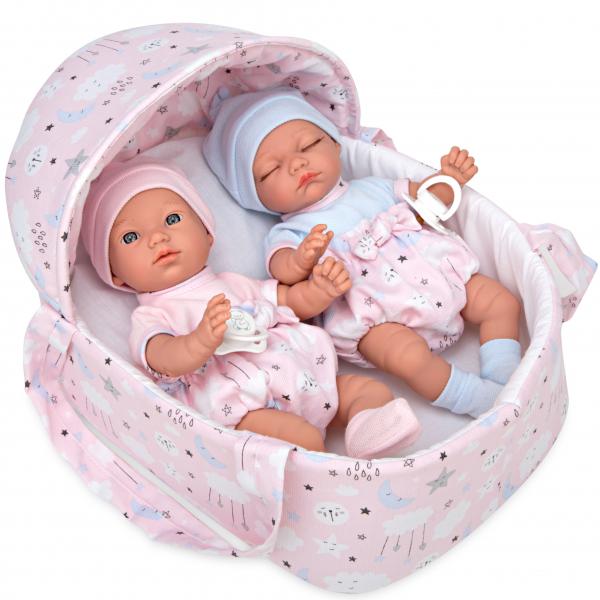 Baby Arias Doll Elegance Twins with carrycot (28cm)