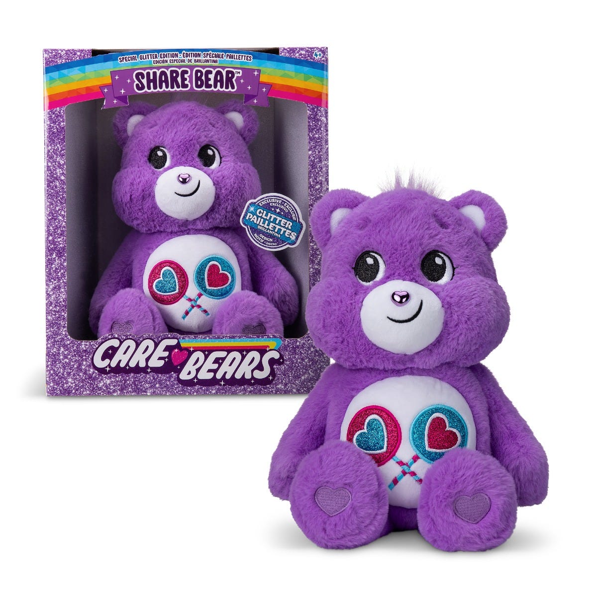 Care Bears 35Cm Glitter Belly Medium Plush Share Bear Uk Only