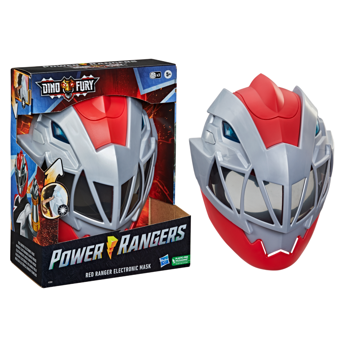 Power Rangers Dino Fury Red Ranger Electronic Mask.