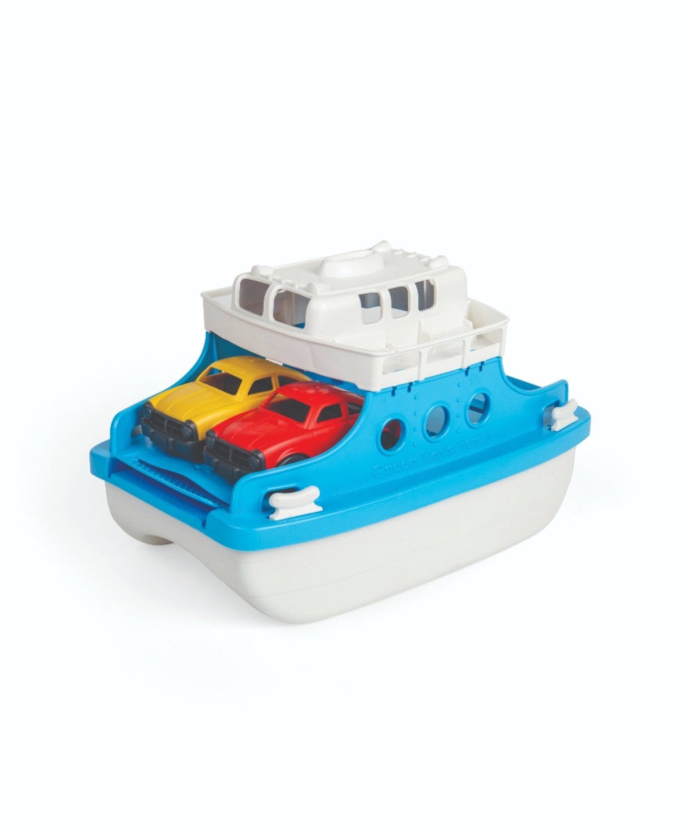 Toy ferry with cars top