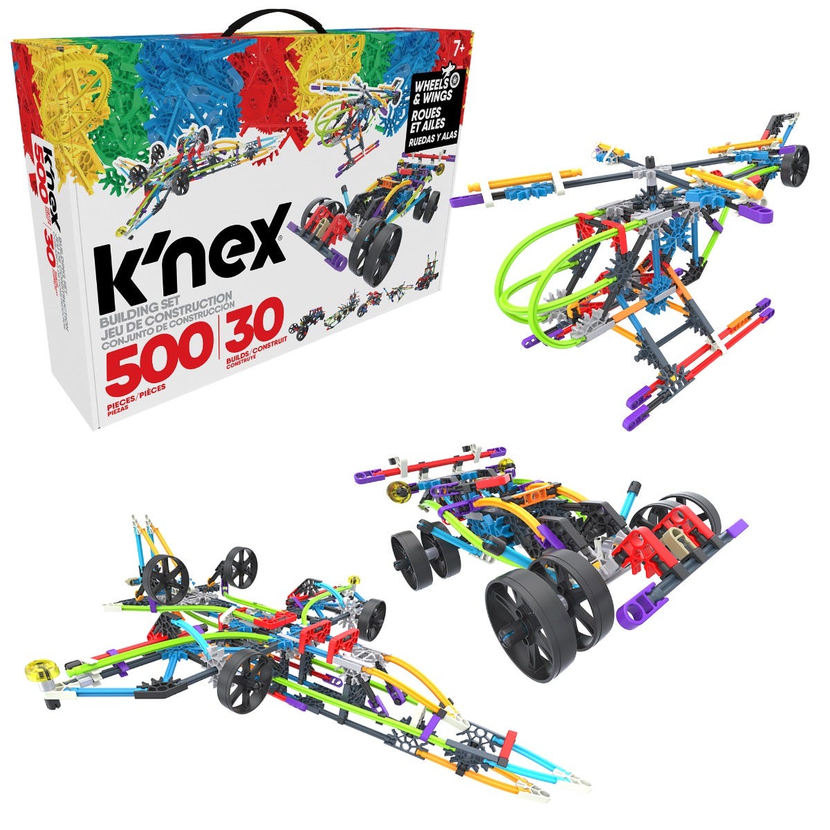 K'Nex Classics 500 Pc/ 30 Model Wings And Wheels Building Set