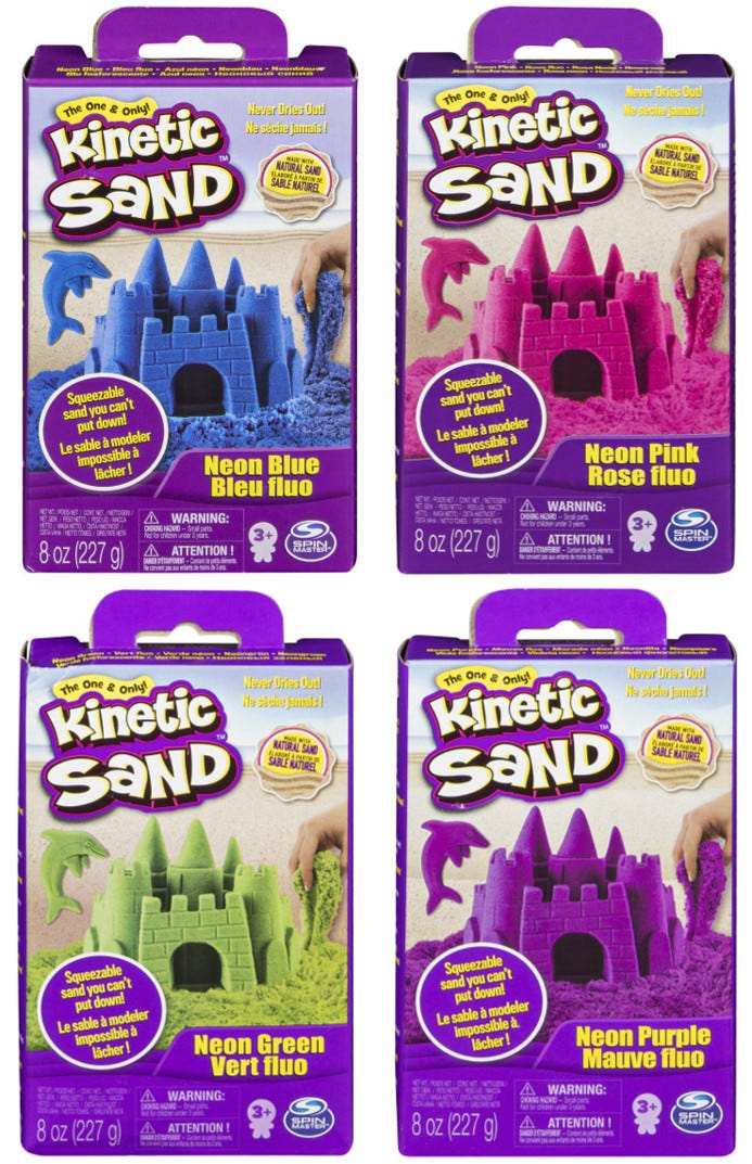 Kinetic Sand 8Oz Sand Box assortment X3