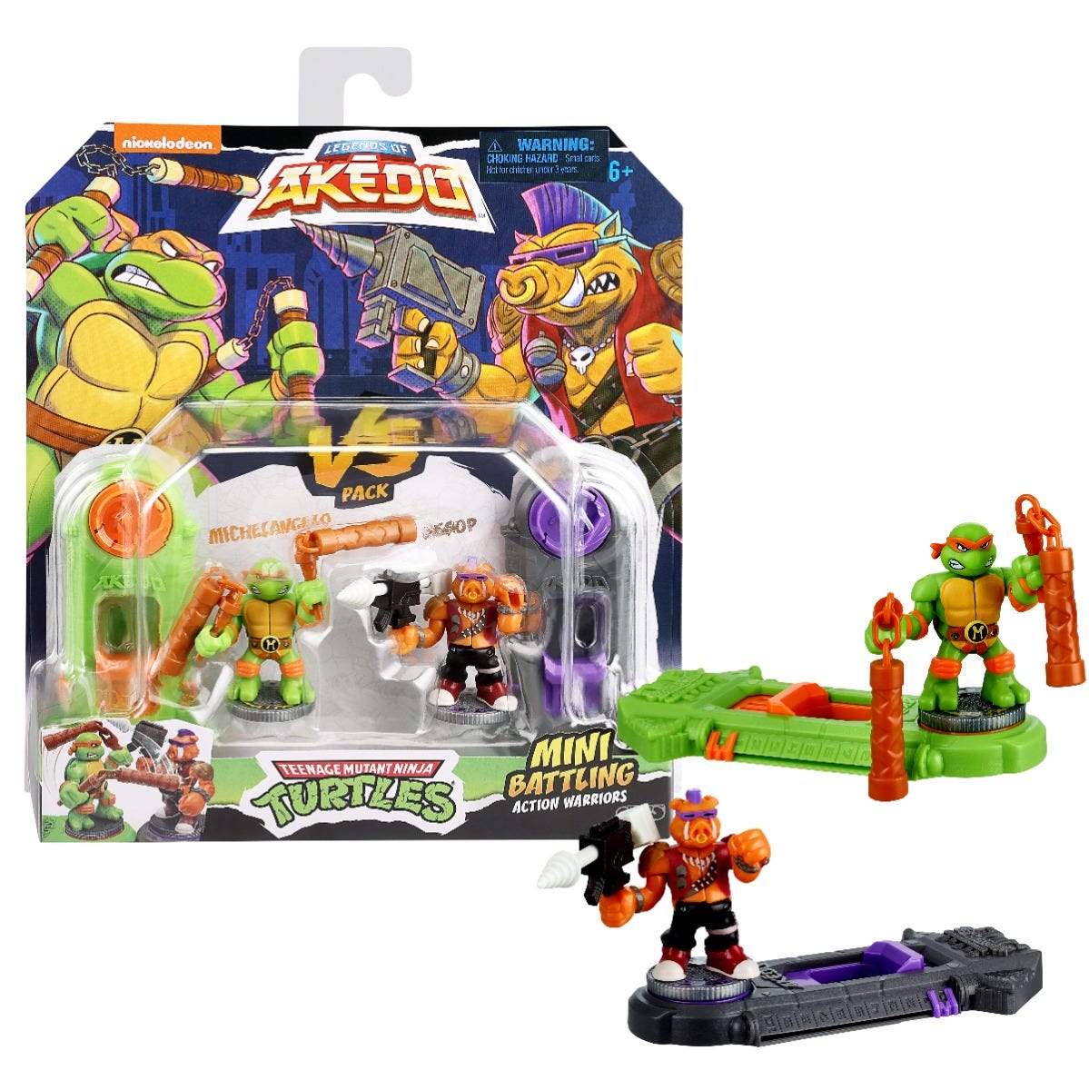Legends Of Akedo Teenage Mutant Ninja Turtles. Mini Battling Warriors Versus Pack Michelangelo Vs Be