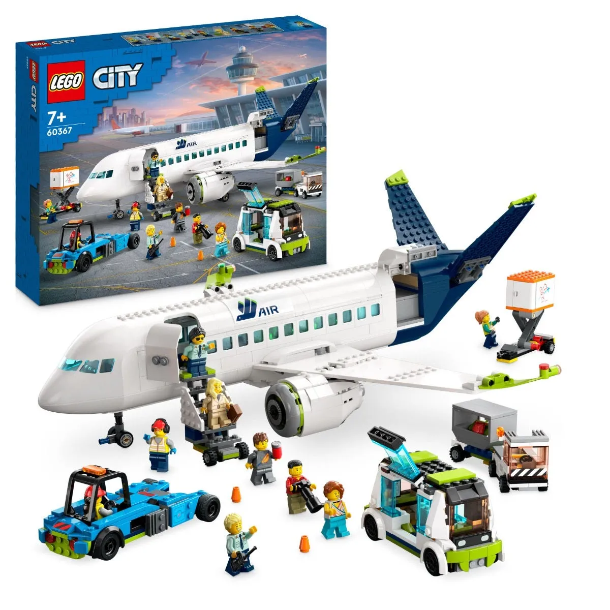 LEGO 60367 City Passenger Aeroplane Toy & 4 Airport Vehicles