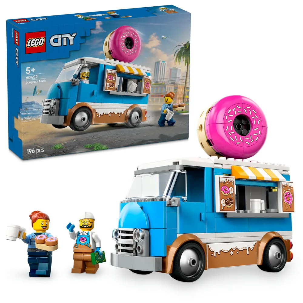 Image of LEGO® City Doughnut Truck Toy, Set with 2 Minifigures 60452