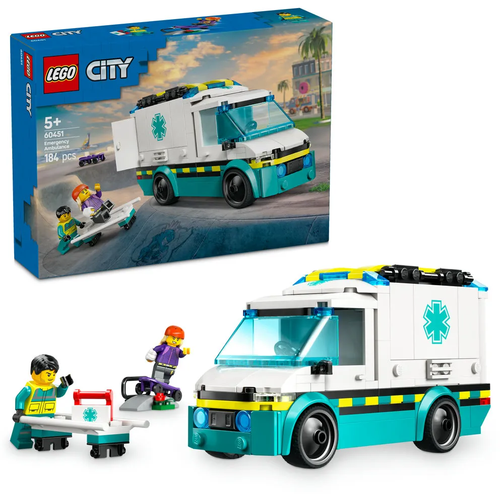 Image of LEGO® City Emergency Ambulance Toy Set with Minifigures 60451