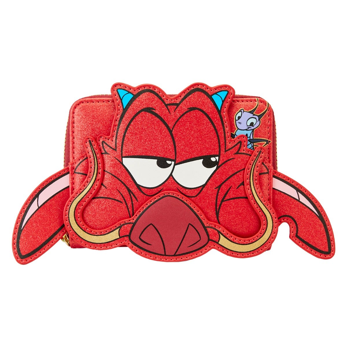 Loungefly Disney Mulan 25Th Anniversary Mushu Glitter Cosplay Zip Around Wallet