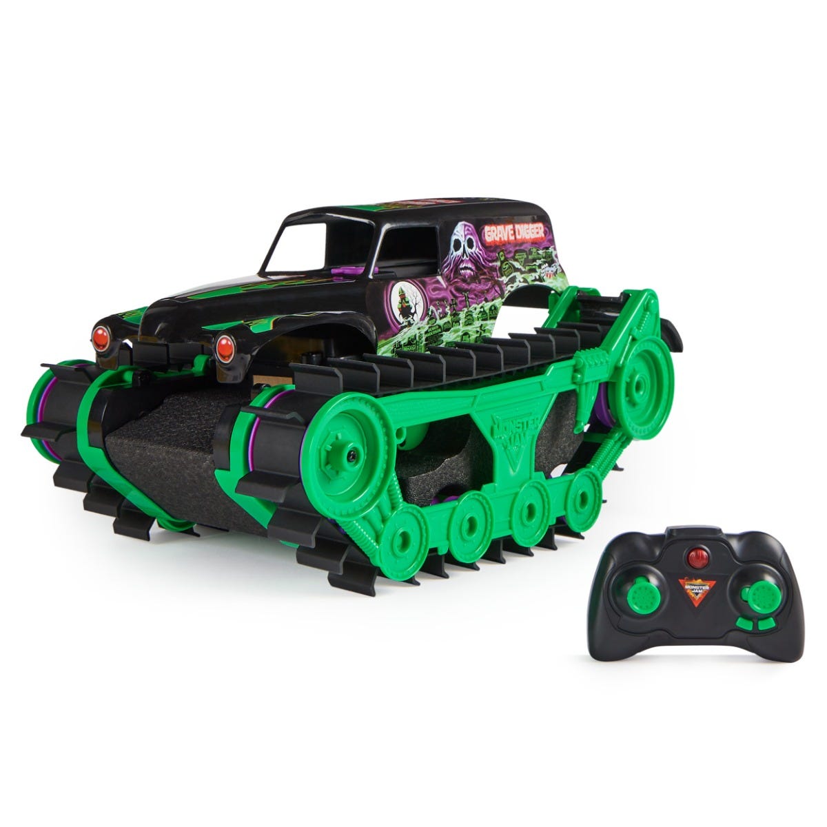 Monster Jam Official Grave Digger Trax All Terrain Remote Control Outdoor Vehicle 1 15 Scale