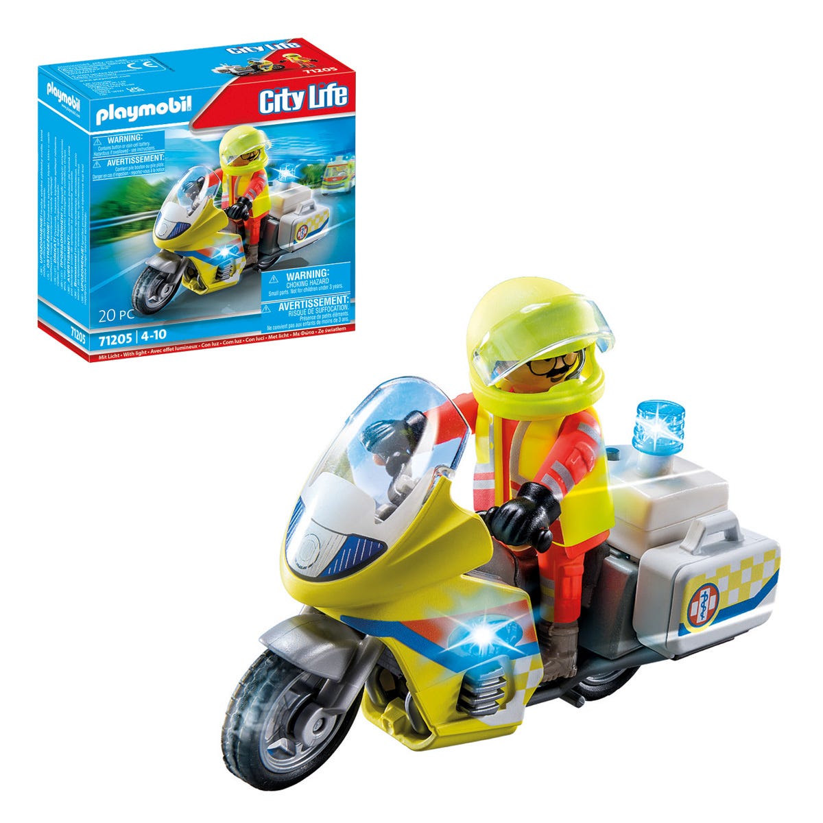 Playmobil 71205 City Life Emergency Motorcycle With Flashing