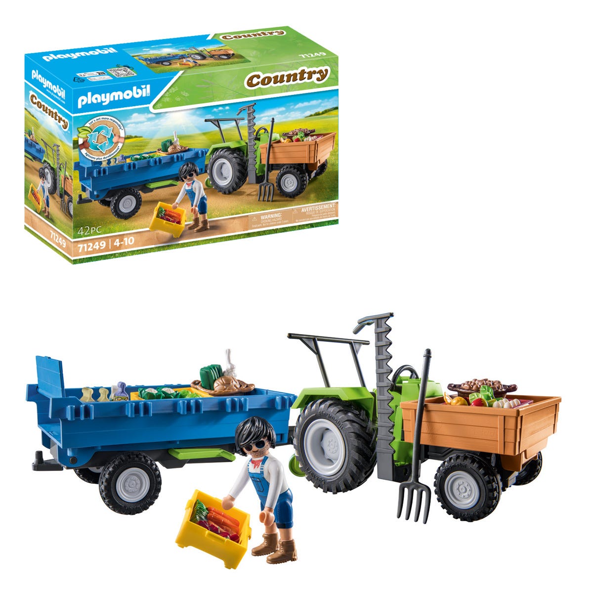 Playmobil 71249 Country Tractor With Harvesting Trailer