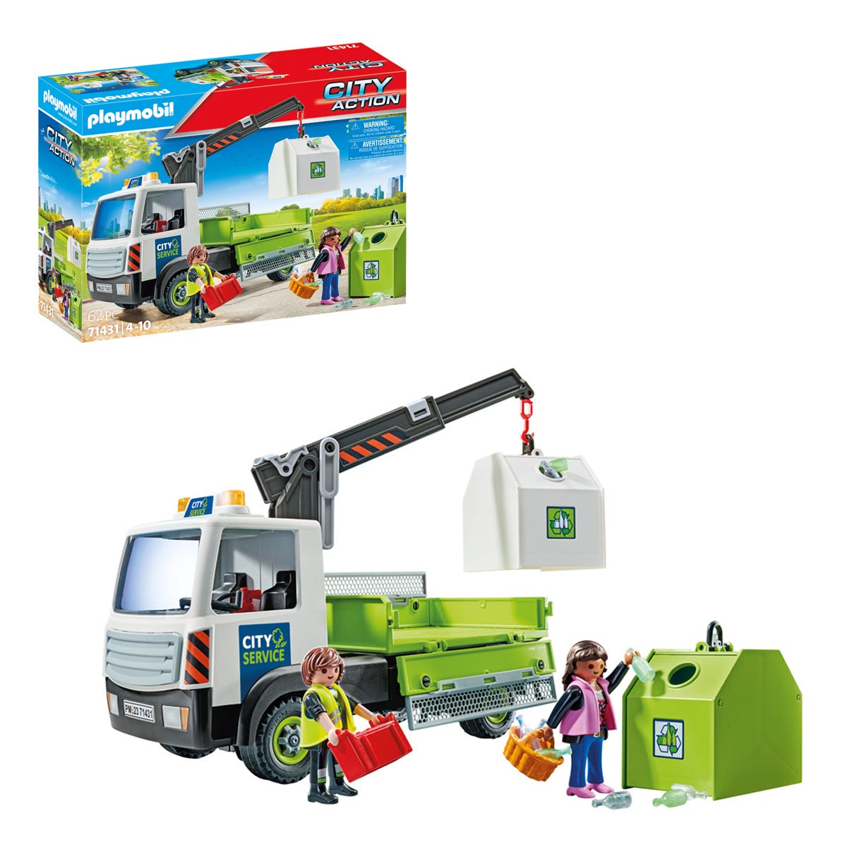 Playmobil 71431 City Life Glass Recycling Truck With Container