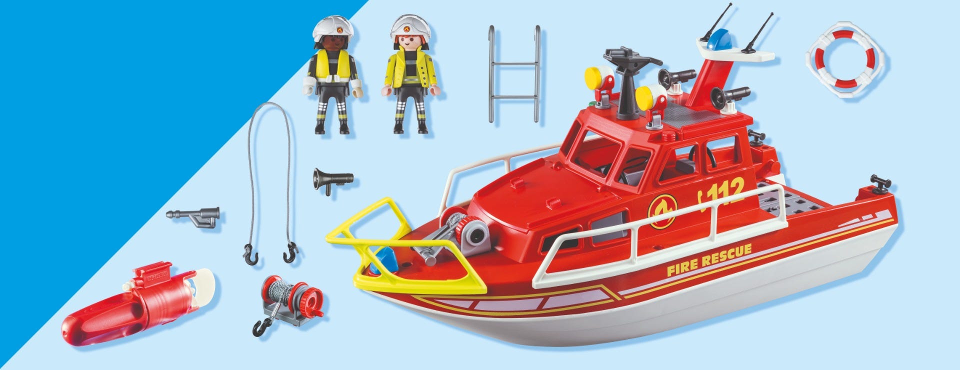 Playmobil Action Heroes Fire Rescue Boat With Underwater Motor 71598